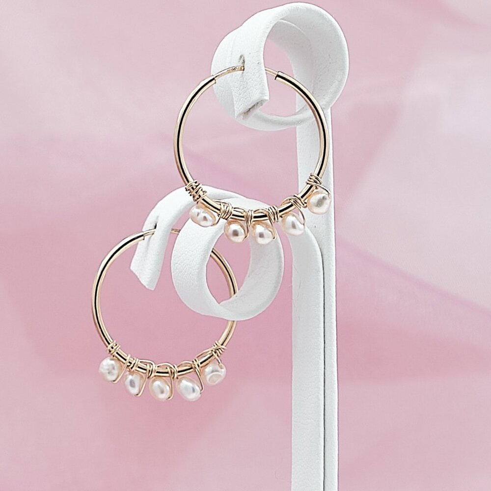 Edison Pearl Small Hoop Earrings, 14K Gold Filled